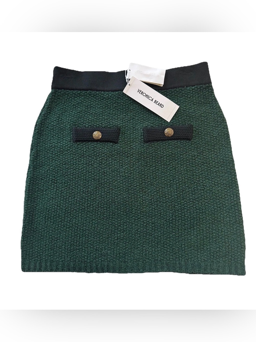 Veronica Beard Rivka Boucle Knit Pine Green Mini Skirt-M-Quiet Luxury Designer